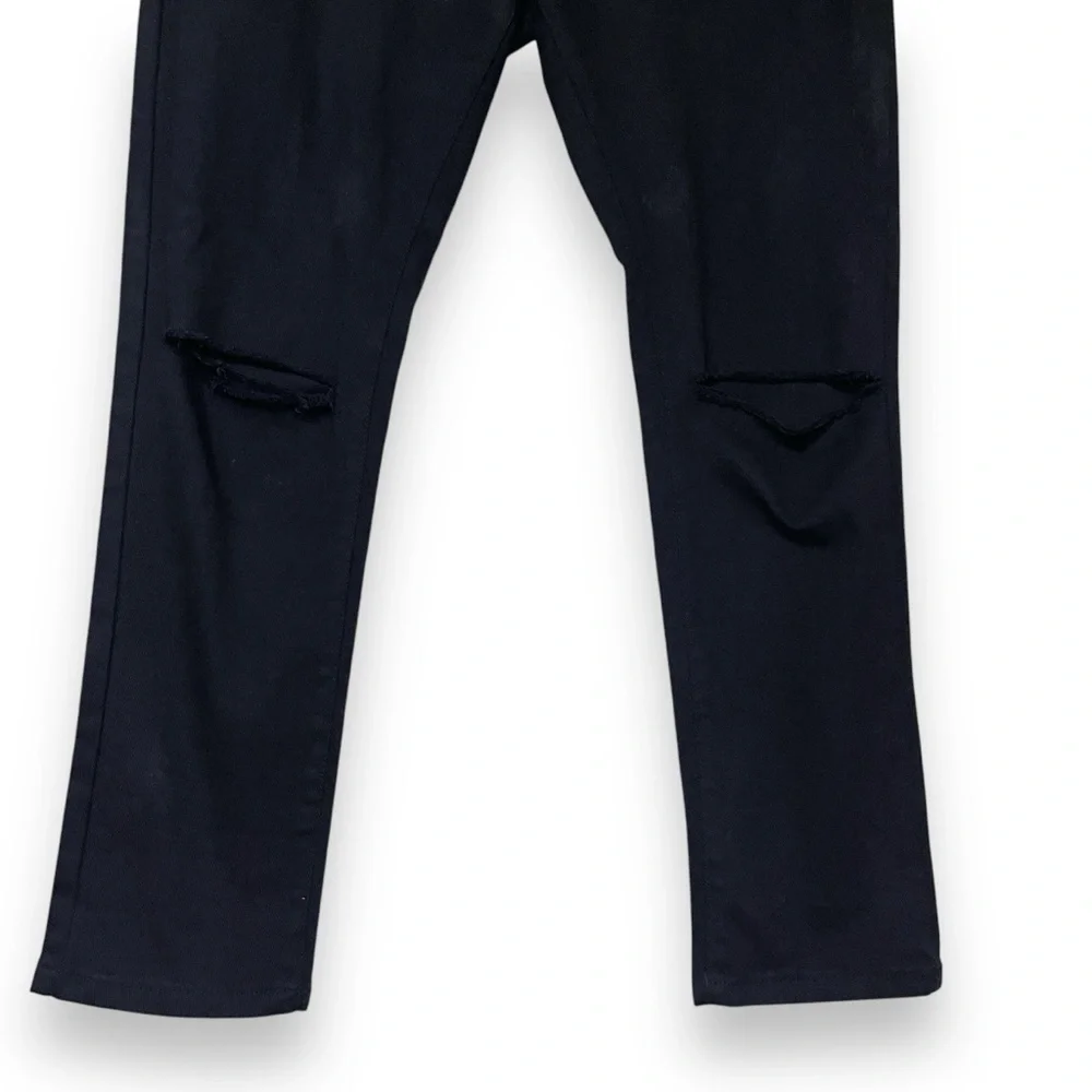 Platform Men’s Jeans 36/30 Modern Classic Slim Stretch Black Denim Ripped Knees